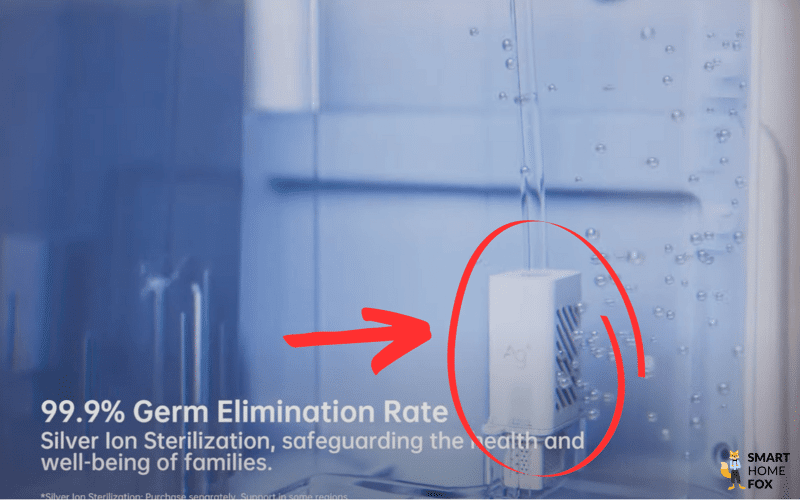 Die Sterilisierung des Wassers mittels Silberionen des Dreame L10s Pro Ultra Heat ist zu sehen.